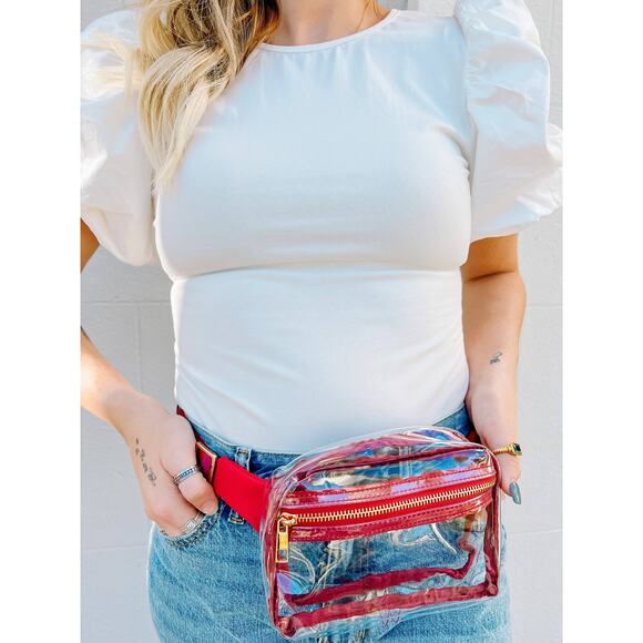 Ferris Game Day Clear Sling Belt Bag Fanny Pack Burgundy - Picture 3 of 4